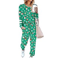 Ekouaer Sweatsuits Womens Loungewear Set Tracksuit Long Sleeve Pajamas Set With Pockets 2 Piece Outfits Lounge Sets Christmas Gr