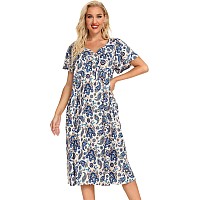 Bloggerlove Womens House With Pockets Mumu Duster Housecoat Short Sleeve Patio Dress Pat5Paisley Xxlarge