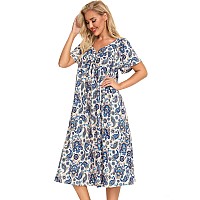 Bloggerlove Womens House With Pockets Mumu Duster Housecoat Short Sleeve Patio Dress Pat5Paisley Xxlarge