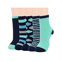 Century Star Womens Fuzzy Socks Soft Fluffy Socks Sports Athletic Socks Winter Gifts Socks For Christmas 5 Pairs Green Black One