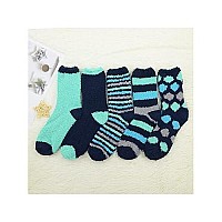 Century Star Womens Fuzzy Socks Soft Fluffy Socks Sports Athletic Socks Winter Gifts Socks For Christmas 5 Pairs Green Black One