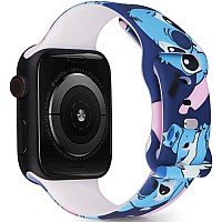 Octt Compatible With Apple Watch Bands 38Mm 40Mm 41Mm 42Mm 44Mm 45Mm 49Mm Silicone Cartoon Design Pattern Printed Sport Wristba