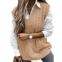 Nalanisa Women V Neck Sleeveless Oversized Sweater Vest Casual Loose Cable Knit Sweaters Tank Pullover Fall Winter Outfitszkha