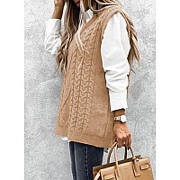 Nalanisa Women V Neck Sleeveless Oversized Sweater Vest Casual Loose Cable Knit Sweaters Tank Pullover Fall Winter Outfitszkha