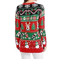 V28 Ugly Christmas Sweater For Women Reindeer Funny Merry Knit Sweaters Cardigan M Snowman Red