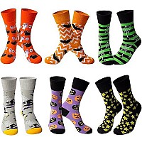 Tenysaf Fun Halloween Socks For Women 6 Pairs Coton Funny Novelty Crew Socks Gifts For Female