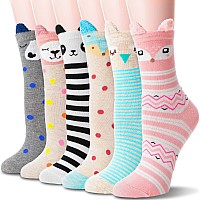 Welsox Girls Socks Gifts For Kids Cute Animal Fun Crew Fashion Funny Novelty Soft Cotton Socks 6 Pairsanimal 58 Y