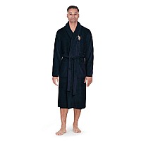 Us Polo Assn Mens Bathrobe Plush Fleece Robe With Shawl Collar Size Largexlarge Maritime Blue