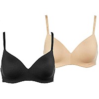 Calvin Klein Womens 2Pack Lightly Lined Wirefree Bra Blackbare Large