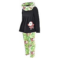 Unique Baby Girls 3 Piece Smiley Santa Christmas Legging Outfit 8Y Green