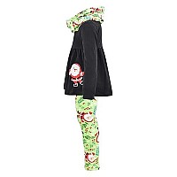 Unique Baby Girls 3 Piece Smiley Santa Christmas Legging Outfit 8Y Green