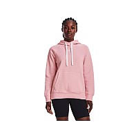 Under Armour Womens Rival Fleece Pullover Hoodie 647 Prime Pink White Medium