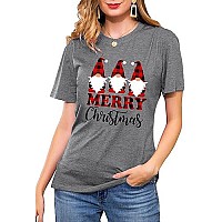 Merry Christmas Gnome Shirts Women Christmas Gnomes T Shirt Buffalo Santa Graphic Casual Holiday Tops