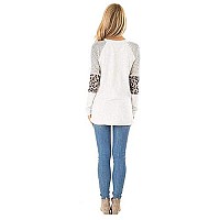 Fronage Christmas Shirts For Women Long Sleeve Xmas Leopard Print Tunics Raglan Tops Medium 10 Ch White