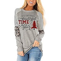 Fronage Christmas Shirts For Women Long Sleeve Xmas Leopard Print Tunics Raglan Tops Xlarge 10 Gray 1