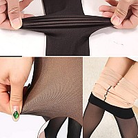 Gumfolk Fleece Lined Tights Women Warm Fake Translucent Leggings For Women Fleece Sheer Winter Tights Thermal Pantyhose