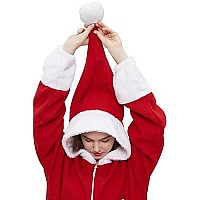 Darkcom Adult Cosplay Santa Claus Onesie Christmas Pajamas Homewear One Piece Unisex Sleepwear Large