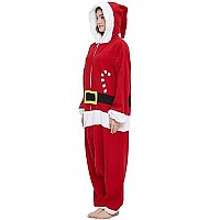 Darkcom Adult Cosplay Santa Claus Onesie Christmas Pajamas Homewear One Piece Unisex Sleepwear Large