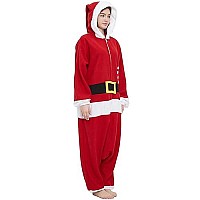 Darkcom Adult Cosplay Santa Claus Onesie Christmas Pajamas Homewear One Piece Unisex Sleepwear Large