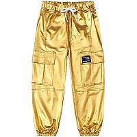 Sangtree Womens Cargo Pants Drawstring Elastic Waist Tapered Jogger Pants With Pockets For Women Gold M