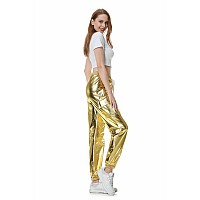 Sangtree Womens Cargo Pants Drawstring Elastic Waist Tapered Jogger Pants With Pockets For Women Gold M