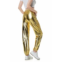 Sangtree Womens Cargo Pants Drawstring Elastic Waist Tapered Jogger Pants With Pockets For Women Gold M