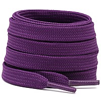 Delele Solid Flat Shoelaces Hollow Thick Athletic Shoe Laces Strings Dark Purple 2 Pair 79