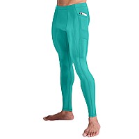 Compressionz Mens Compression Pants Base Layer Running Tights Mens Leggings For Sports Green Wpockets L