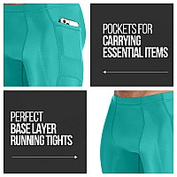 Compressionz Mens Compression Pants Base Layer Running Tights Mens Leggings For Sports Green Wpockets L