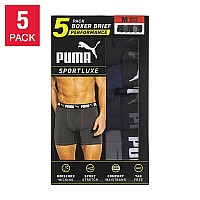 Puma Mens Microfiber Boxer Brief 5Pack Large Black Grey Blue