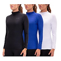 Devops Women S Compression Turtle Neck Long Sleeve Athletic Shirts Medium Blackbluewhite