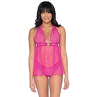 Dg Simply Sexy Lace&Mesh Babydoll Pnk Os