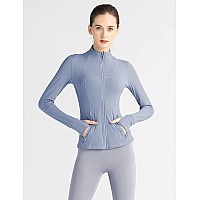 Gacaky Womens Slim Fit Workout Running Track Jackets Full Zipup Yoga Athletic Jacket With Thumb Holes Light Blue Xs