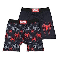 Marvel Mens 2 Pack Spiderman Spidey Boxers Underwear Boxer Briefs Medium Black