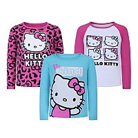 Hello Kitty Sanrio Girls 3 Pack Long Sleeve Shirt For Infant Toddler Little And Big Girls Pinkbluewhite