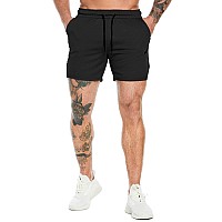 Pidogym Mens Workout Running Shorts 5 Inch Lightweight Mesh Gym Athletic Fitted Short Pants For Bodybuilding Training Black