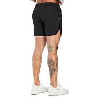 Pidogym Mens Workout Running Shorts 5 Inch Lightweight Mesh Gym Athletic Fitted Short Pants For Bodybuilding Training Black