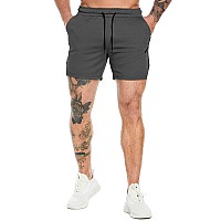 Pidogym Mens Workout Running Shorts 5 Inch Lightweight Mesh Gym Athletic Fitted Short Pants For Bodybuilding Training Dark Gre