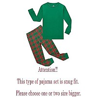 Family Feeling Big Girls Pajamas Long Sleeve Green Buffalo Plaid Cotton Pyjamas Christmas Boys Kid Pjs Size 10