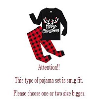 Family Feeling Big Boys Girls Holiday Christmas Reindeer Matching Family Long Sleeves Pajamas Set Black Size 12