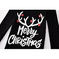 Family Feeling Big Boys Girls Holiday Christmas Reindeer Matching Family Long Sleeves Pajamas Set Black Size 12