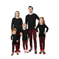 Family Feeling Big Girls Pajamas Long Sleeve Black Buffalo Plaid Cotton Pyjamas Christmas Boys Kid Pjs Size 10