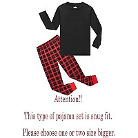 Family Feeling Big Girls Pajamas Long Sleeve Black Buffalo Plaid Cotton Pyjamas Christmas Boys Kid Pjs Size 10