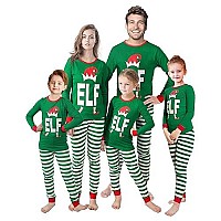 Family Feeling Big Boys Girls Holiday Christmas Elf Matching Family Long Sleeves Pajamas Set Green Size 16