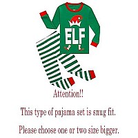 Family Feeling Big Boys Girls Holiday Christmas Elf Matching Family Long Sleeves Pajamas Set Green Size 16