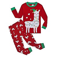 Family Feeling Big Boys Girls Long Sleeve Christmas Pajamas Sets Cotton Red Pyjamas Llama Ugly Pjs Size 8 Red