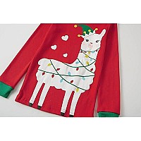 Family Feeling Big Boys Girls Long Sleeve Christmas Pajamas Sets Cotton Red Pyjamas Llama Ugly Pjs Size 8 Red