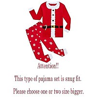 Family Feeling Big Boys Girls Holiday Christmas Red Elf Long Sleeves Pajamas Set Size 14