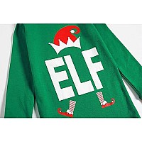 Family Feeling Toddler Holiday Christmas Elf Matching Family Long Sleeves Pajamas Set Green Size 4T