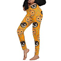 Halloween Women Workout Graphic Printed Leggings Skinny Skull Scary Costume Tights Pumpkin S